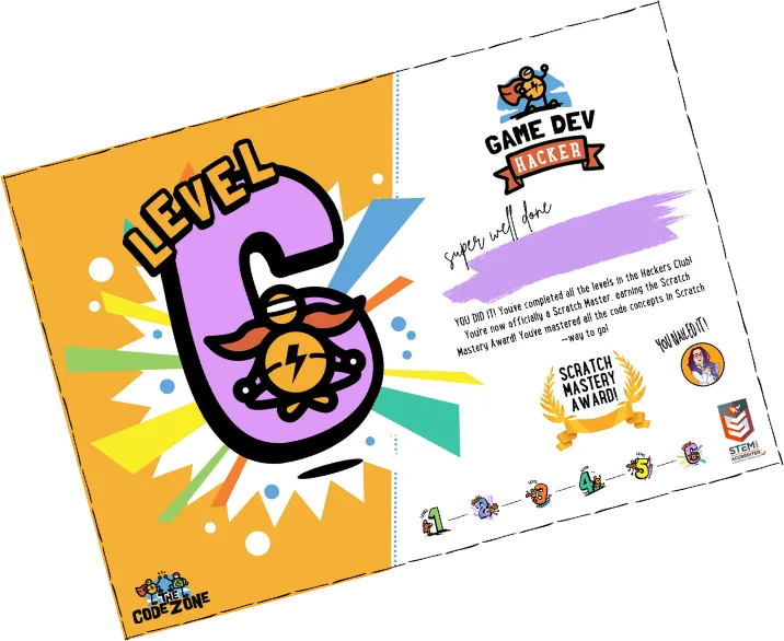 Game Dev Hacker award certificate showing the level progression